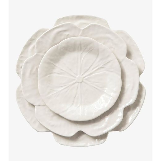 24-teiliges weißes Steingutgeschirr | Weißkohl