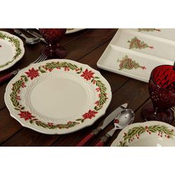 Assiette plate en faïence blanche et multicolore, Ø 27 x 3 cm | Noël