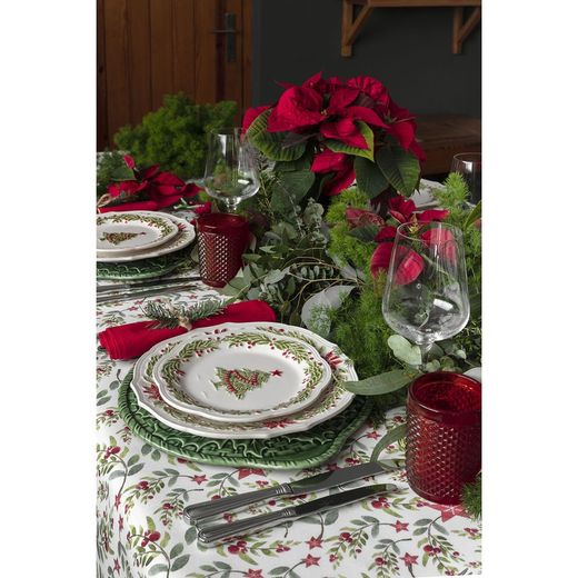 Assiette plate en faïence blanche et multicolore, Ø 27 x 3 cm | Noël