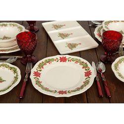 Assiette plate en faïence blanche et multicolore, Ø 27 x 3 cm | Noël