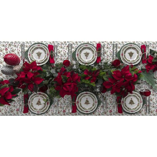 Assiette plate en faïence blanche et multicolore, Ø 27 x 3 cm | Noël