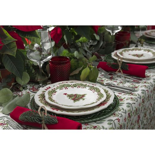 Assiette plate en faïence blanche et multicolore, Ø 27 x 3 cm | Noël