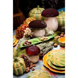 18-piece stoneware dinnerware set in orange and green | Pumpkin