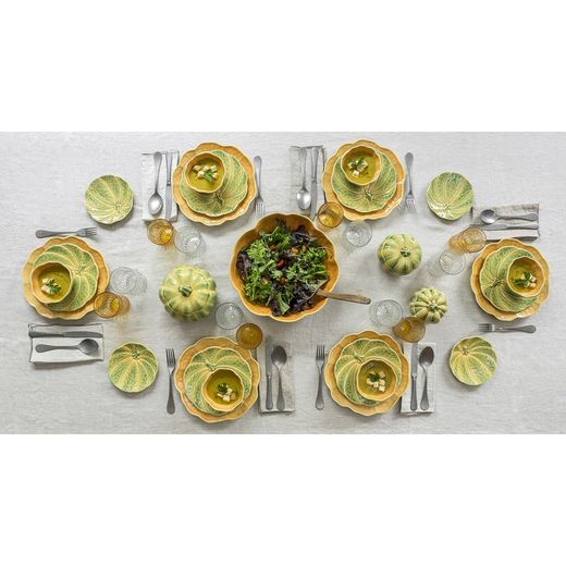 18-piece stoneware dinnerware set in orange and green | Pumpkin