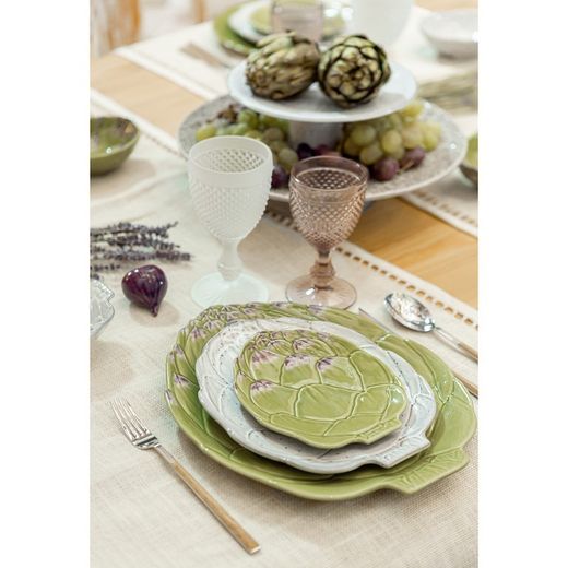 Vaisselle en faïence 18 pièces en vert | Artichaut