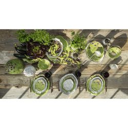 Vaisselle en faïence 18 pièces en vert | Artichaut