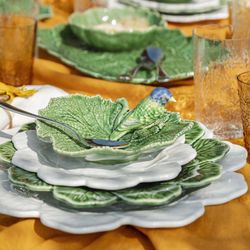 Vaisselle en faïence 18 pièces en vert | Géranium