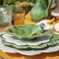 Vaisselle en faïence 18 pièces en vert | Géranium