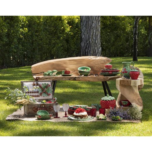 Vaisselle en faïence 24 pièces rouge et vert | Fraises