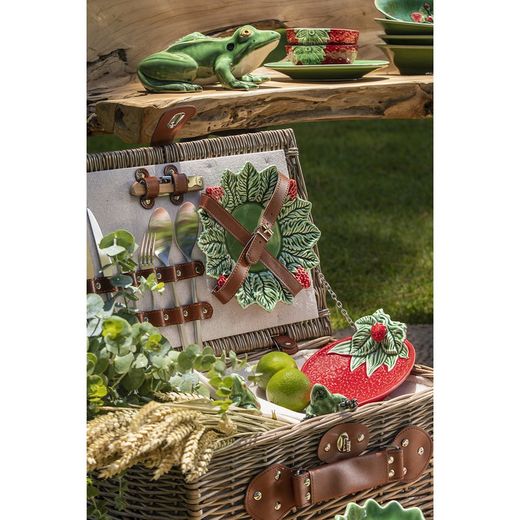 Vaisselle en faïence 24 pièces rouge et vert | Fraises