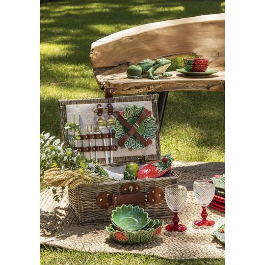 Vaisselle en faïence 24 pièces rouge et vert | Fraises