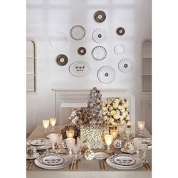 18-piece porcelain dinnerware set in white, biscuit and gold | Paseo