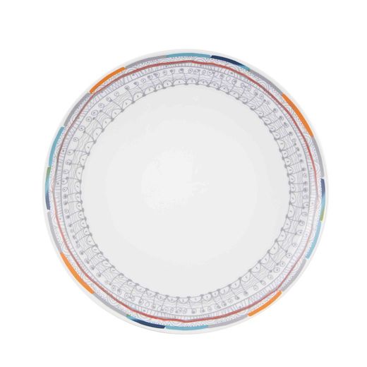 Vajilla de 18 piezas de porcelana en blanco y multicolor | Atrapasueños