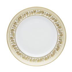 Porseleinen bord in wit en goud, 25,3 x 25,3 x 2,7 cm | Anna
