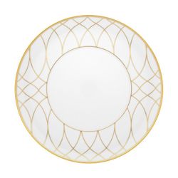 18-piece porcelain dinnerware set in white, beige and gold | Terrace