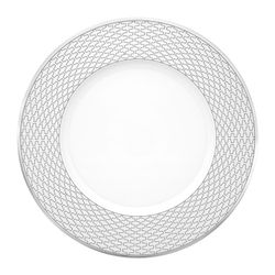 Conjunto de louças de porcelana branca e platina com 24 peças | Trasso