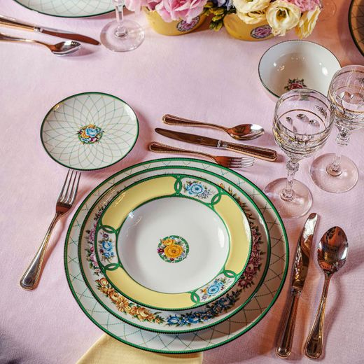 Assiette de présentation en porcelaine multicolore, 32,8 x 32,8 x 2,6 cm | Hérança