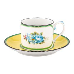 Tasse à thé en porcelaine avec soucoupe multicolore, 14,9 x 14,9 x 6,7 cm | Herança