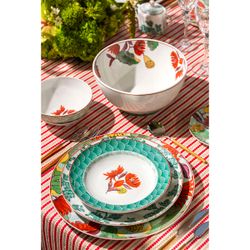 Assiette plate en porcelaine multicolore, 28 x 28 x 3 cm | Lotus