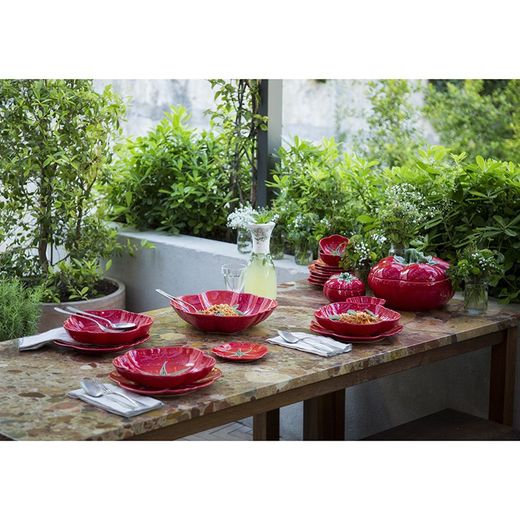 Large red earthenware flat plate, 31.5 x 30 x 2 cm | Tomato