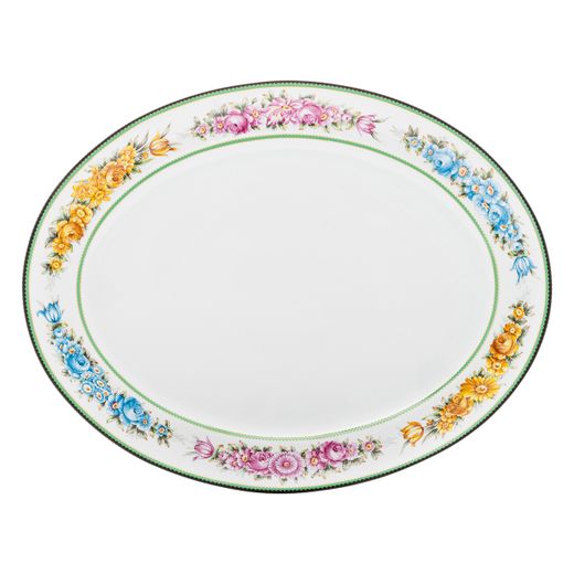 Small oval porcelain platter in multicolor, 35.1 x 27.3 x 3.7 cm | Herança