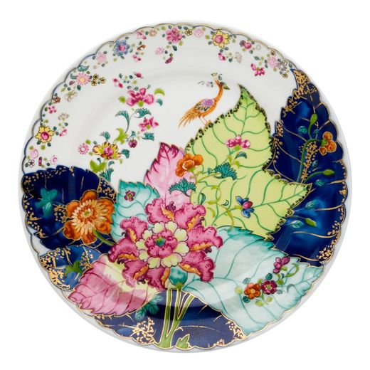 Piatto da pane in porcellana multicolore, 17,4 x 17,4 x 2 cm | Foglia di tabacco