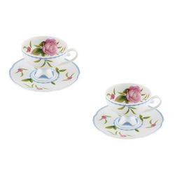 Service de 2 tasses et soucoupes en porcelaine multicolore, 16 x 16 x 9,8 cm | Bridgerton