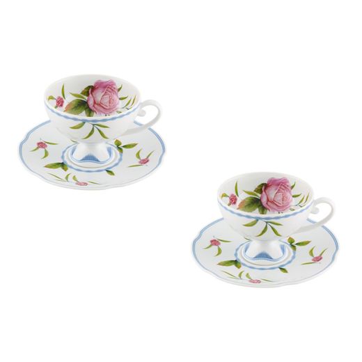 Service de 2 tasses et soucoupes en porcelaine multicolore, 16 x 16 x 9,8 cm | Bridgerton