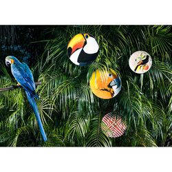 Plato presentacíon Arara Azul porcelana Olhar O Brasil, Ø32,7x2,8 cm