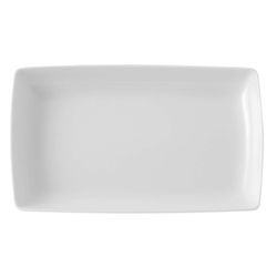 Kleiner rechteckiger Porzellanteller Carré Whité, 21,2x12,9x2,9 cm