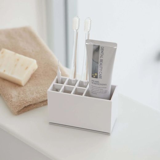 ABS toothbrush holder in white, 11 x 5 x 7 cm | Toothbrush Stand