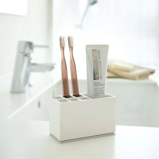 ABS toothbrush holder in white, 11 x 5 x 7 cm | Toothbrush Stand