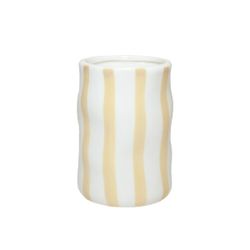 Portacepillos de cerámica en blanco y beige, 10 x 10 x 13 cm | Bari