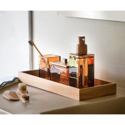 Porte-brosse à dents en verre marron, 7 x 7 x 10,5 cm | Naples