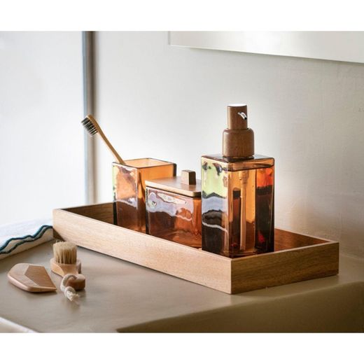 Porte-brosse à dents en verre marron, 7 x 7 x 10,5 cm | Naples