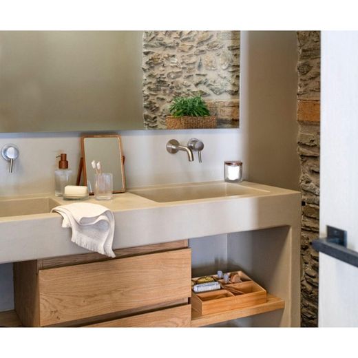 Crystal and Acacia Bathroom Set, 4 Pieces | Poseidon