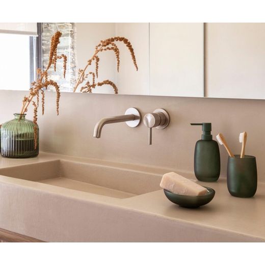 Green Translucent Glass Bathroom Set, 3 Pieces | Murano