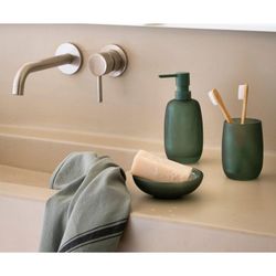 Green Translucent Glass Bathroom Set, 3 Pieces | Murano