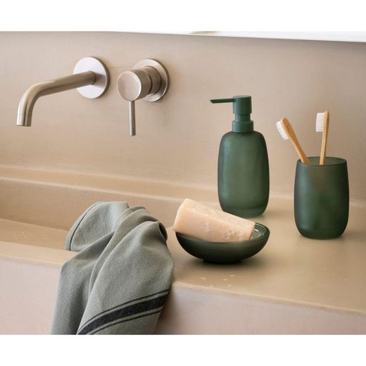 Green Translucent Glass Bathroom Set, 3 Pieces | Murano