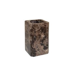 Portacepillos de mármol en marrón, 7 x 7 x 11,5 cm | Royal