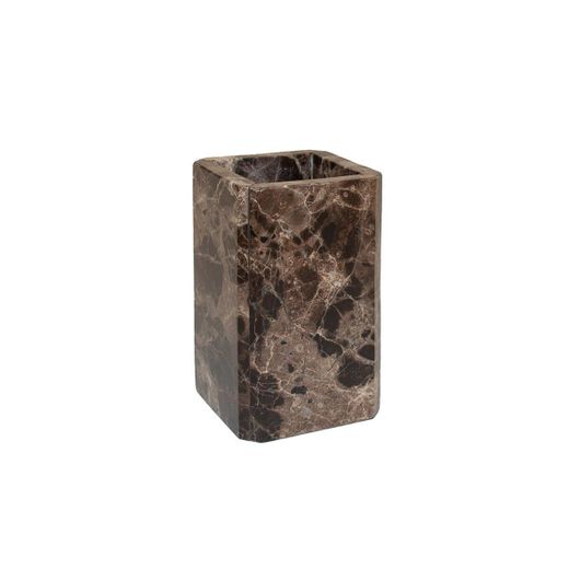 Portacepillos de mármol en marrón, 7 x 7 x 11,5 cm | Royal