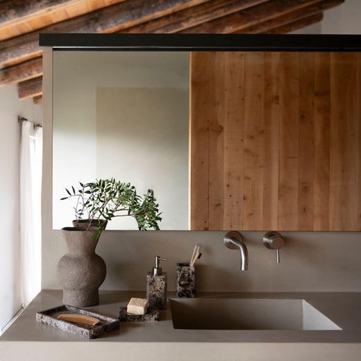 Portacepillos de mármol en marrón, 7 x 7 x 11,5 cm | Royal