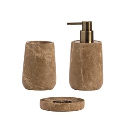 Porte-brosse à dents en marbre marron, 8 x 8 x 11,5 cm | Marbre marron