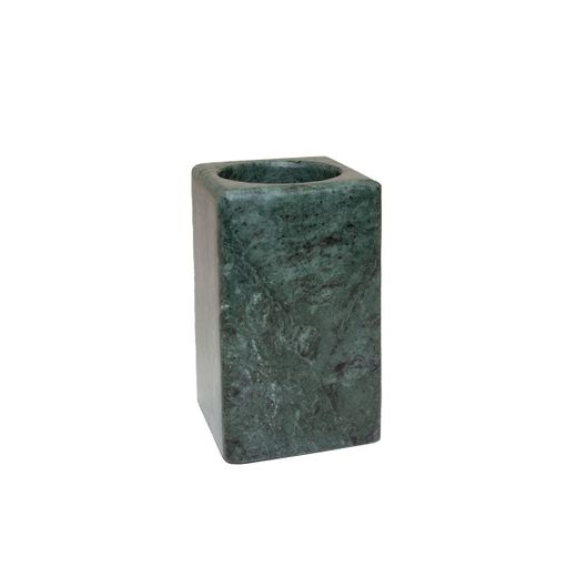 Portacepillos de mármol en verde, 7 x 7 x 11 cm | India