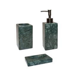 Portacepillos de mármol en verde, 7 x 7 x 11 cm | India