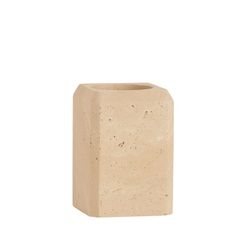 Porte-brosse à dents en marbre travertin beige, 7,5 x 7,5 x 11 cm | Travertin