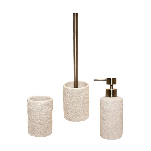 Portacepillos de poliresina en beige, 7 x 7 x 10,5 cm | Sand