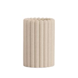 Porta-escovas em poliresina bege, 8 x 8 x 12 cm | Listras
