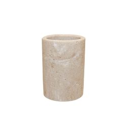 Portacepillos de poliresina en beige efecto mármol, 8 x 8 x 11,5 cm | Pearl