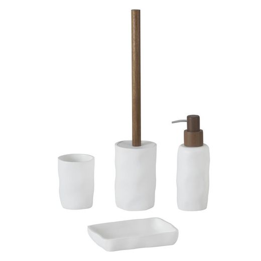 White polyresin toothbrush holder, 7.5 x 7.5 x 11.5 cm | Irregular
